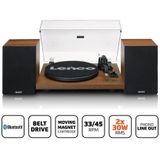 Lenco Platenspeler met Bluetooth - Twee externe Speakers - Ingebouwde Versterker - LS-480WD - Hout