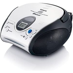 Lenco SCD-24BT WHBK - Draagbare CD-speler met FM Radio en Bluetooth - Wit-Zwart