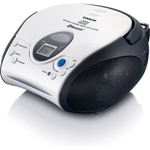 Lenco SCD-24BT WHBK - Draagbare CD-speler met FM Radio en Bluetooth - Wit-Zwart