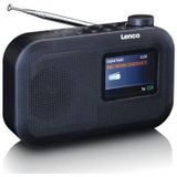 Lenco PDR-026 DAB+ draagbare radio, Bluetooth 5.1, PLL FM-radio, 3 geheugentoetsen, 2,6 inch kleurendisplay, geïntegreerde batterij, telescopische antenne, zwart