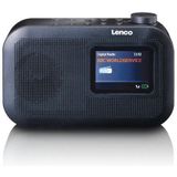 Lenco PDR-026 DAB+ draagbare radio, Bluetooth 5.1, PLL FM-radio, 3 geheugentoetsen, 2,6 inch kleurendisplay, geïntegreerde batterij, telescopische antenne, zwart