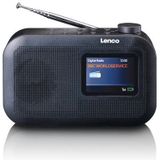 Lenco PDR-026 DAB+ draagbare radio, Bluetooth 5.1, PLL FM-radio, 3 geheugentoetsen, 2,6 inch kleurendisplay, geïntegreerde batterij, telescopische antenne, zwart