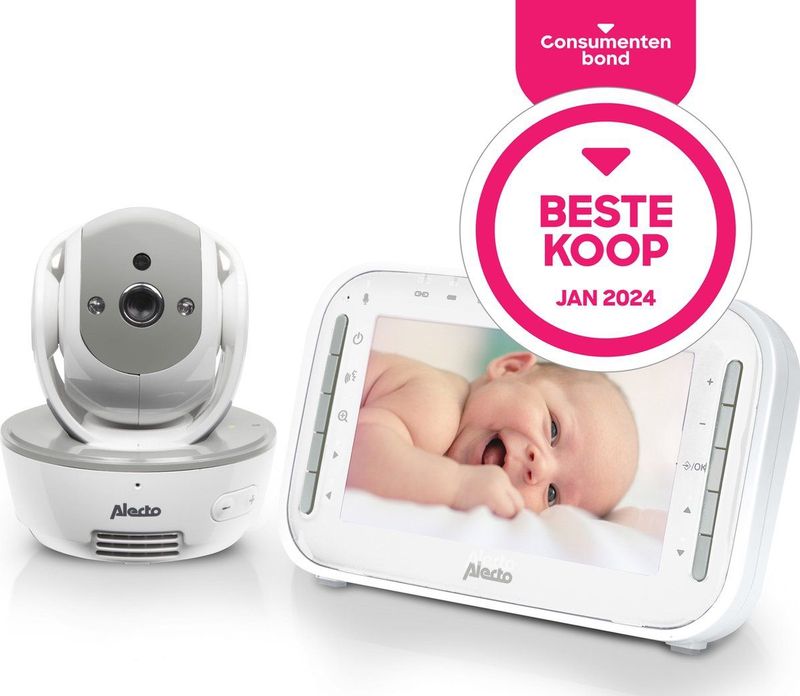 Alecto - DVM200MGS - Babyfoon met Camera - Wit-Grijs - 4.3 Inch Kleurenscherm