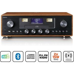 LENCO DAR-081WD - DAB+/FM Radio met CD-spele - US - Bluetooth® en Draadloos Oplaadpunt - Hout/Zwart