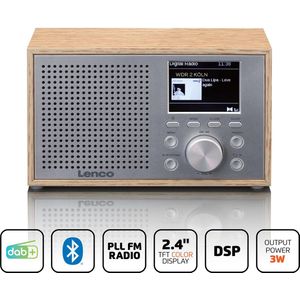 LENCO DAR-017WH - Compacte en stijlvolle DAB+/FM radio met Bluetooth® en houten behuizing - Eikenhout