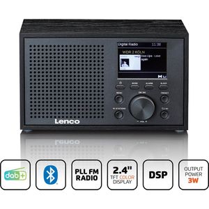 LENCO DAR-017BK - Compacte en Stijlvolle DAB+/FM Radio met Bluetooth® en Houten Behuizing - Zwart