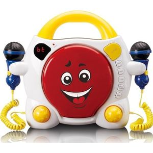 Lenco Karaokeset voor Kinderen – Draagbare CD-speler met Microfoons – Stickerblad om zelf te versieren
