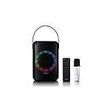 Lenco BTC-060BK - Karaoke-Set mit Bluetooth®, wiederaufladbarem Akku, drahtlosem Karaoke-Mikrofon und Disco-LED-Beleuchtung - Schwarz