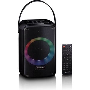 Lenco BTC-060BK - Draadloze Bluetooth Speaker 20W - Karaokeset met Microfoon en LED-verlichting - Zwart