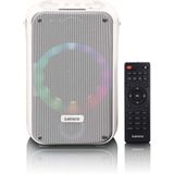 Lenco BTC-060WH - Draadloze Bluetooth Speaker 20W - Karaokeset met Microfoon en LED-verlichting - Wit