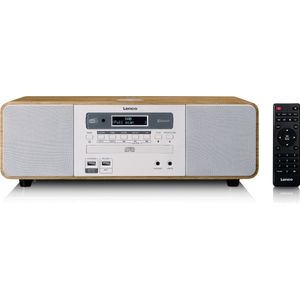 Lenco - DAR-251WDWH - Wekkerradio - Hout/Wit - DAB+/FM, CD, USB, Bluetooth