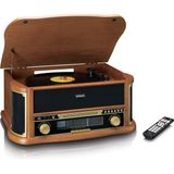 Classic Phono TCD-2551WD - Retro Platenspeler - Bluetooth Radio CD en Casette - USB Encoding - Hout