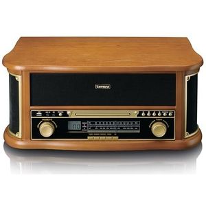 Classic Phono Retro Platenspeler - Bluetooth - Auto-stop -Radio CD en Cassettespeler - TCD-2551WD - Hout
