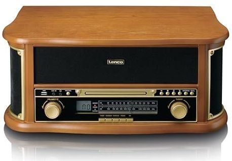 Lenco TCD-2551 Plattenspieler für Schallplatten - Bluetooth Plattenspieler mit Lautsprecher - CD-Player - Kassettendeck - 3 Geschwindigkeiten - Riemenantrieb - 2 x 5 Watt - Holz