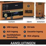 Classic Phono Retro Platenspeler - Bluetooth - Auto-stop - DAB Radio CD en Cassettespeler - TCD-2571WD - Hout