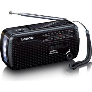 Lenco Noodradio - Draagbare opwindbare Radio - Zaklamp en Powerbank - MCR-113BK - Zwart