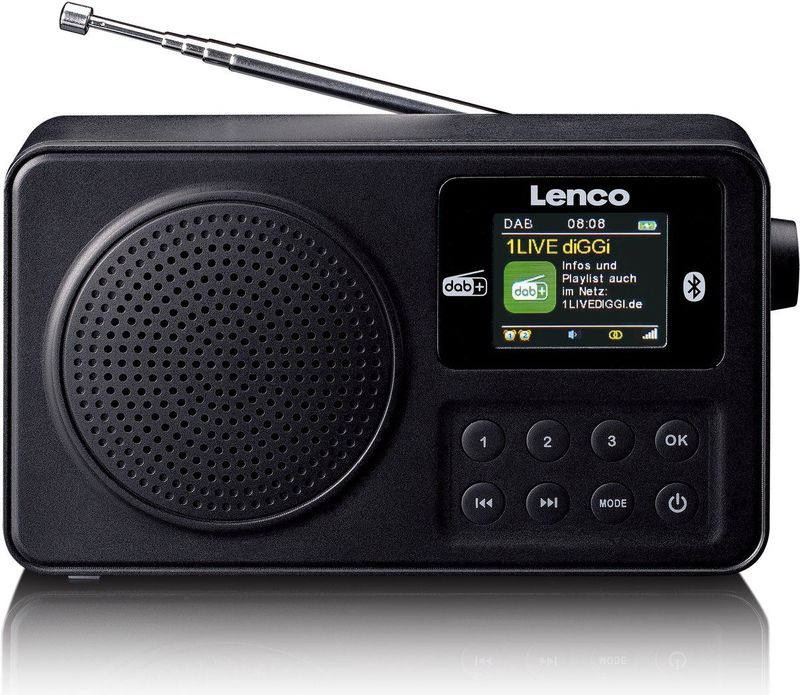 Lenco - PDR-033BK - Draagbare Radio - Zwart - DAB+/FM - Bluetooth - Oplaadbare Batterij