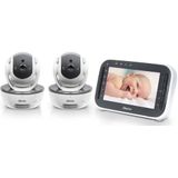 Alecto DVM200M + DVM200C - Babyfoon set met 2 Camera's - Op afstand Beweegbaar - Wit