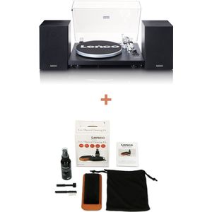 Lenco LS-500BK - Platenspeler - Zwart - Ingebouwde Versterker en Bluetooth - Inclusief 2 Externe Speakers