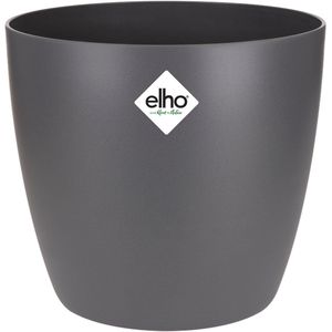 Elho Brussels Rond 22 - Bloempot voor Binnen - 100% Gerecycled Plastic - Ø 22.3 x H 20.6 cm - Antraciet