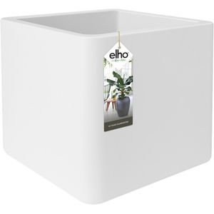 Elho Pure Soft Brick 40 Planter voor binnen en buiten, Ø 39,0 x H 39,0 cm, wit/wit