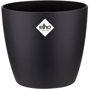 Elho Brussels Rond 22 - Bloempot voor Binnen - 100% Gerecycled Plastic - Ø 22.3 x H 20.6 cm - Living Black