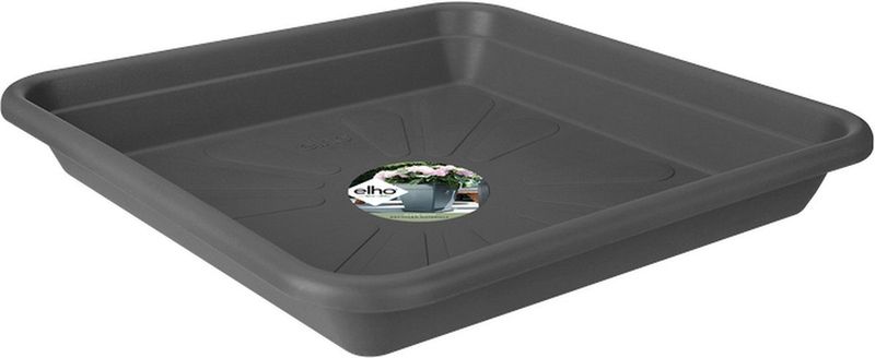 Elho Universele Schotel Vierkant 20 - Schotel voor Binnen & buiten accessoires - Ø 20.0 x H 3.0 cm - Antraciet