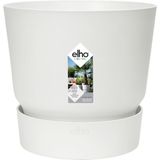 Elho Greenville Rond 40 - Grote Bloempot voor Buiten met Waterreservoir - 100% Gerecycled Plastic - Ø 39 x H 36.8 cm - Wit