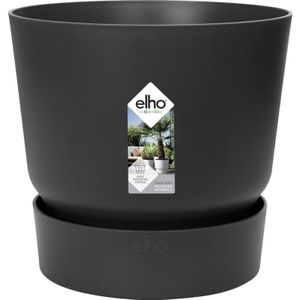 Elho Greenville Rond 30 - Grote Bloempot voor Buiten met Waterreservoir - 100% Gerecycled Plastic - Ø 29.5 x H 27.8 cm - Living black