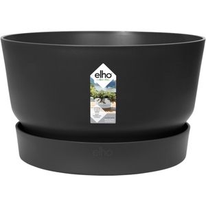 Elho Greenville Schaal 33 - Plantenschaal met Waterreservoir - 100% Gerecycled Plastic - Ø 32.5 x H 19.4 cm - Living Black
