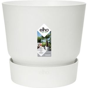 Elho Greenville Rond 14 - Bloempot voor Buiten - 100% gerecycled plastic - Ø 14.0 x H 13.4 cm - Wit