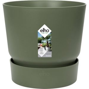 Elho Greenville Rond 14 bloempot voor buiten, 100% gerecycled kunststof, Ø 14,0 x H 13,4 cm, bladgroen