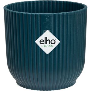 Elho Vibes Fold Rond Mini 9 - Bloempot voor Binnen - 100% gerecycled plastic - Ø 9.3 x H 8.8 cm - Diepblauw