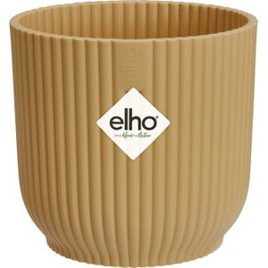 Elho Vibes Fold Rond Mini 9 - Bloempot voor Binnen - 100% gerecycled plastic - Ø 9.3 x H 8.8 cm - Botergeel