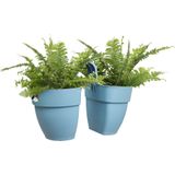 Elho Vibia Campana Flower Twin 21 - Plantenbak voor Balkonbuiten - Ø 20.5 x H 26.5 cm - Vintage Blauw