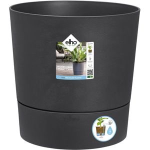 Elho Greensense Aqua Care Rond 35 - Bloempot voor Binnen & Buiten - 100% gerecycled plastic - Ø 34.5 x H 34.1 cm - Houtskoolgrijs