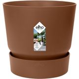 Elho Greenville Rond 25 - Bloempot voor Buiten met Waterreservoir - 100% Gerecycled Plastic - Ø 24.5 x H 23.3 cm - Gemberbruin