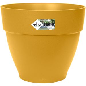 Elho Vibia Campana Rond 35 - Bloempot voor Buiten met Afwateringsgaten - 100% Gerecycled Plastic - Ø 34.5 x H 29.7 cm - Honinggeel