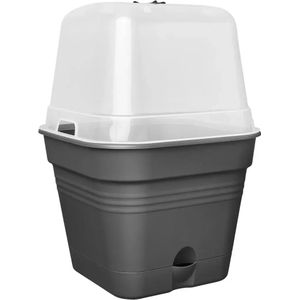 Elho Green Basics Kweekpot Vierkant Allin1 30 - Bloempot voor Kweken En Oogsten - Ø 29.6 x H 24.9 cm - Living Black
