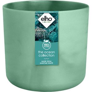 Elho The Ocean Collection Round 14cm - Bloempot voor Binnen - 100% Gerecycled en Gemaakt met Zeeafval - Ø 13.8 x H 12.5 cm - Pacifisch Groen