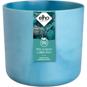 Elho The Ocean Collection Round 16 - Bloempot voor Binnen - Gemaakt met Zeeafval - Ø 16 x H 15 cm - Atlantisch Blauw