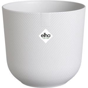 Elho Jazz Rond 14cm - Bloempot voor Binnen - Unieke Structuur - 100% Gerecycled Plastic - Ø 14.2 x H 13.1 cm - Zijdewit