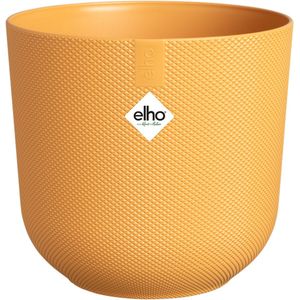 Elho Jazz Rond 14cm - Bloempot voor Binnen - Unieke Structuur - 100% Gerecycled Plastic - Ø 14.2 x H 13.1 cm - Amber Geel
