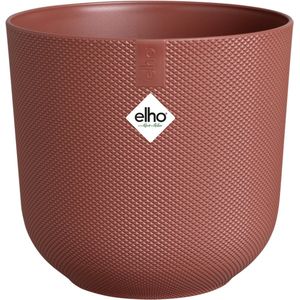 Elho Jazz Rond 14cm - Bloempot voor Binnen - Unieke Structuur - 100% Gerecycled Plastic - Ø 14.2 x H 13.1 cm - Toscaans Rood