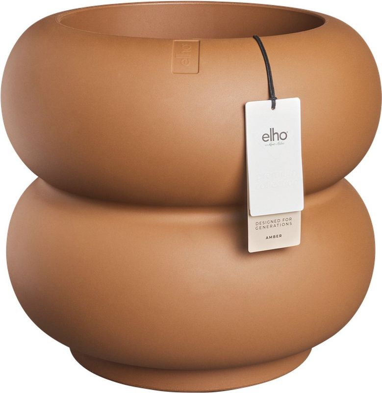 Elho - Amber Roll Low - Bloempot - Karamel - 100% Gerecycled Plastic - Ø 43 cm