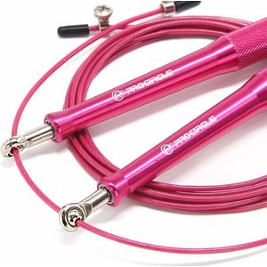 ProCircle Sport Springtouw Volwassenen - Duurzaam Speed Rope - Kogellagers - Aluminium handvatten - Gratis opbergtasje & Extra touw - Roze - 300 cm