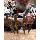 Homey's Schiffmacher Steakmessenset - 4-delig - Roestvrijstaal - Wortelnotenhout