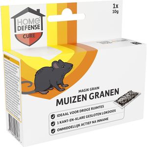 HOME DEFENSE® Muizenlokdoos Magik Grain (granen) - Muizenval - Muizengif granen (10g) - 1 stuk - Muizengif (korrels) - Werkt binnen 24 uur