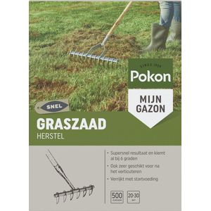 Pokon Graszaad Herstel - 500gr - Gazonherstel - Geschikt voor 20m² tot 30m² - Supersnel egaal groen gras