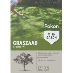 Pokon Graszaad Schaduw - 1kg - Gazonzaad - Geschikt voor 40m² tot 60m² - Speciaal voor een schaduwrijk gazon